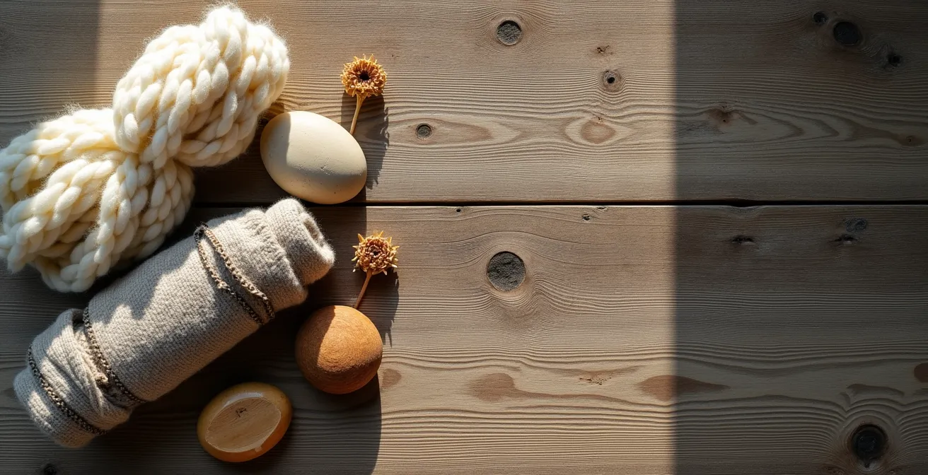 Collection de souvenirs tactiles de montagne arrangés artistiquement